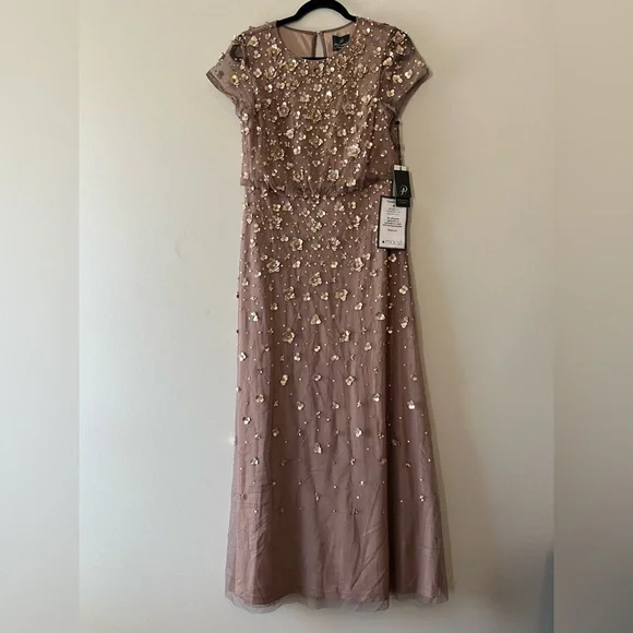 knee length dresses for ladies ADRIANNA PAPELL AP1E210438 BEADED BLOUSON BOW main image 1